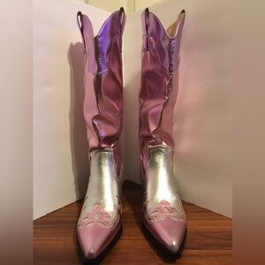 No Brand Cowgirl Boots sz 10 in the colors Metallic Pink & Silver NWOT